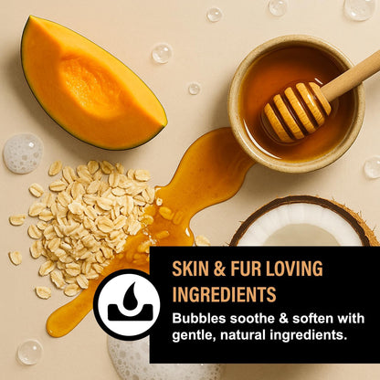 Dog Shampoo Alternative – Oatmeal & Honey Puppy Bubble Bath with Autumn Scent – Natural Gentle Dog Wash – Halloween Dog Gift - 12 Baths (Cranberry Spice)