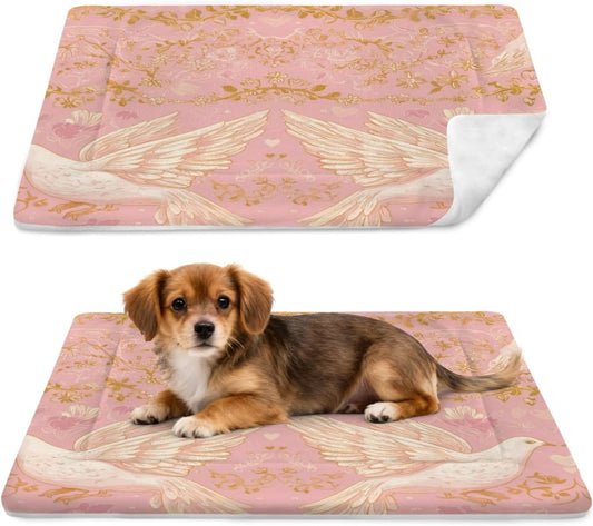 susiyo Pink Doves Flowers Dog Bed Mat - Super Soft & Warm Pet Pad, 25x18 Inch Machine Washable Mat for Small Medium Dogs, Couch Protector, Crate & Travel Bed Topper