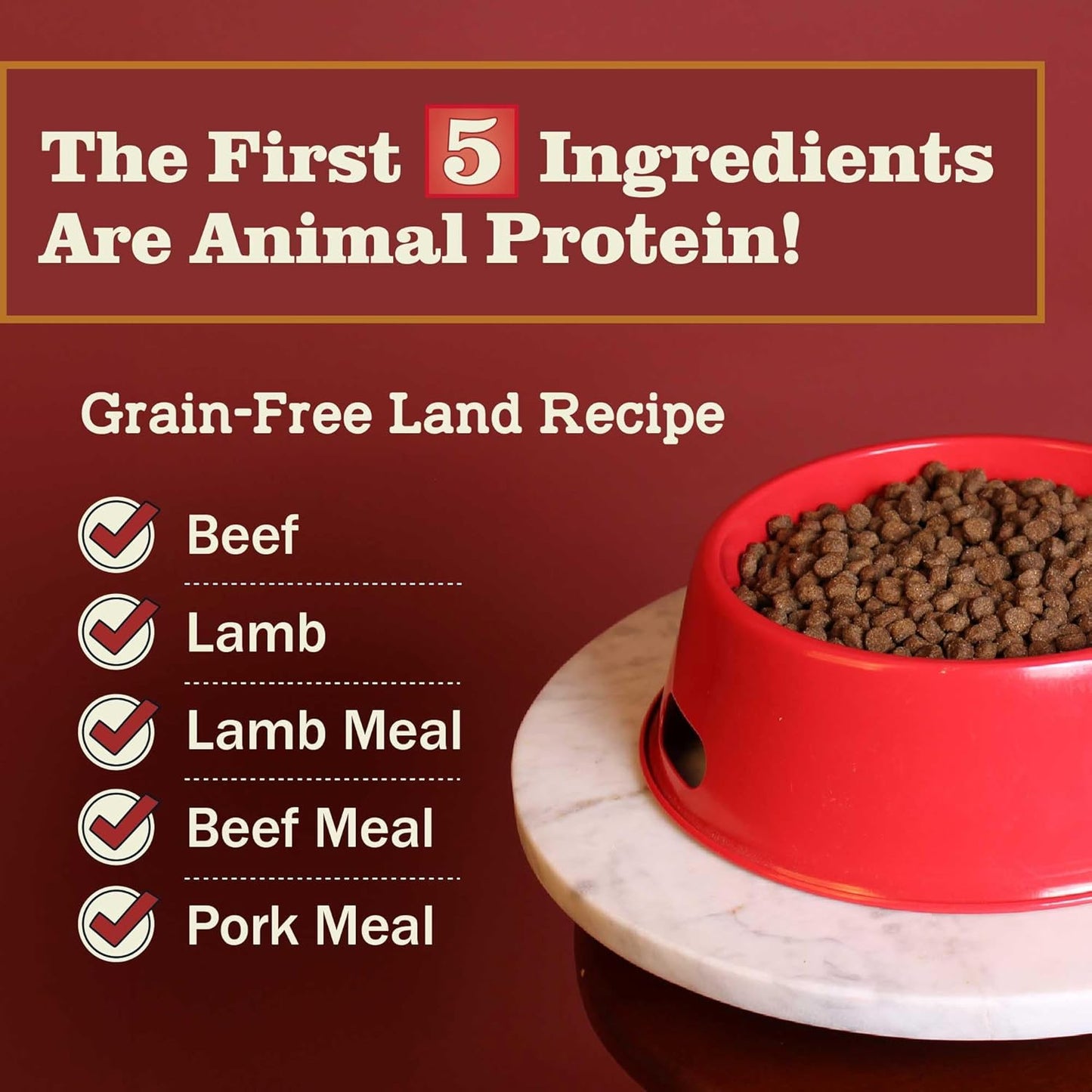 Redbarn Grain-Free Puppy Dry Dog Food Kibble - Beef & Lamb Recipe - Made in USA No Chicken Recipe with Functional Ingredients to Support Healthy Heart, Skin, Coat, Immunity & Digestion - 4lb
