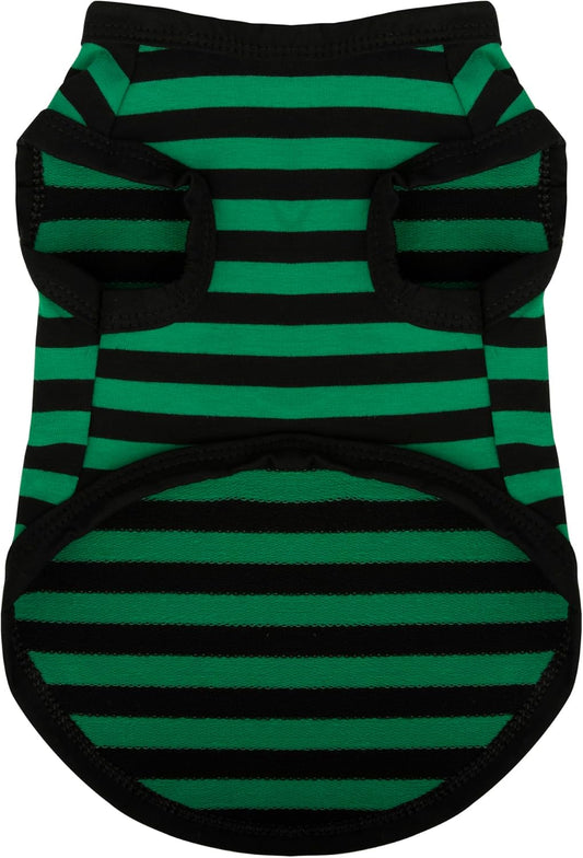 Upgrade Your Pup's Wardrobe: Paiaite Dog Striped Shirt, a Sleeveless Cotton Tank Top for Small and Medium Dogs. Stay Cool and Stylish with This Colorful Clothes Essential in Green M