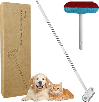 Multi-Functional Pet Hair Remover with Extended Handle, 25° Angle Design & Dual-Directional Bristles - Wet Dry Tool to Uproot Stubborn Hair & Clean Carpet, Furniture, Car for Dogs & Cats