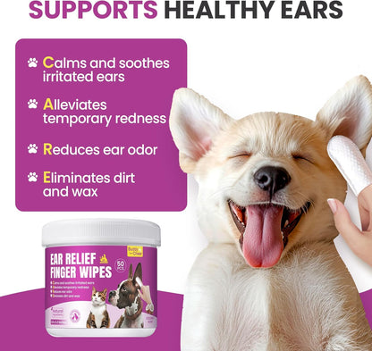 Probiotics for Dogs - Dog Probiotics with 5 Enzymes & 4 Prebiotics + Pet Ear Cleaning Finger Wipes for Dogs & Cats