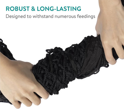 Navaris Hay Net for Horses - 3.5mm Rope with Small Hole Design & 2 Carabiners - Horse Feed Haynet for Slow Feeding - Equestrian Equipment Hay Bale Nets - Black Mesh, 90x120cm