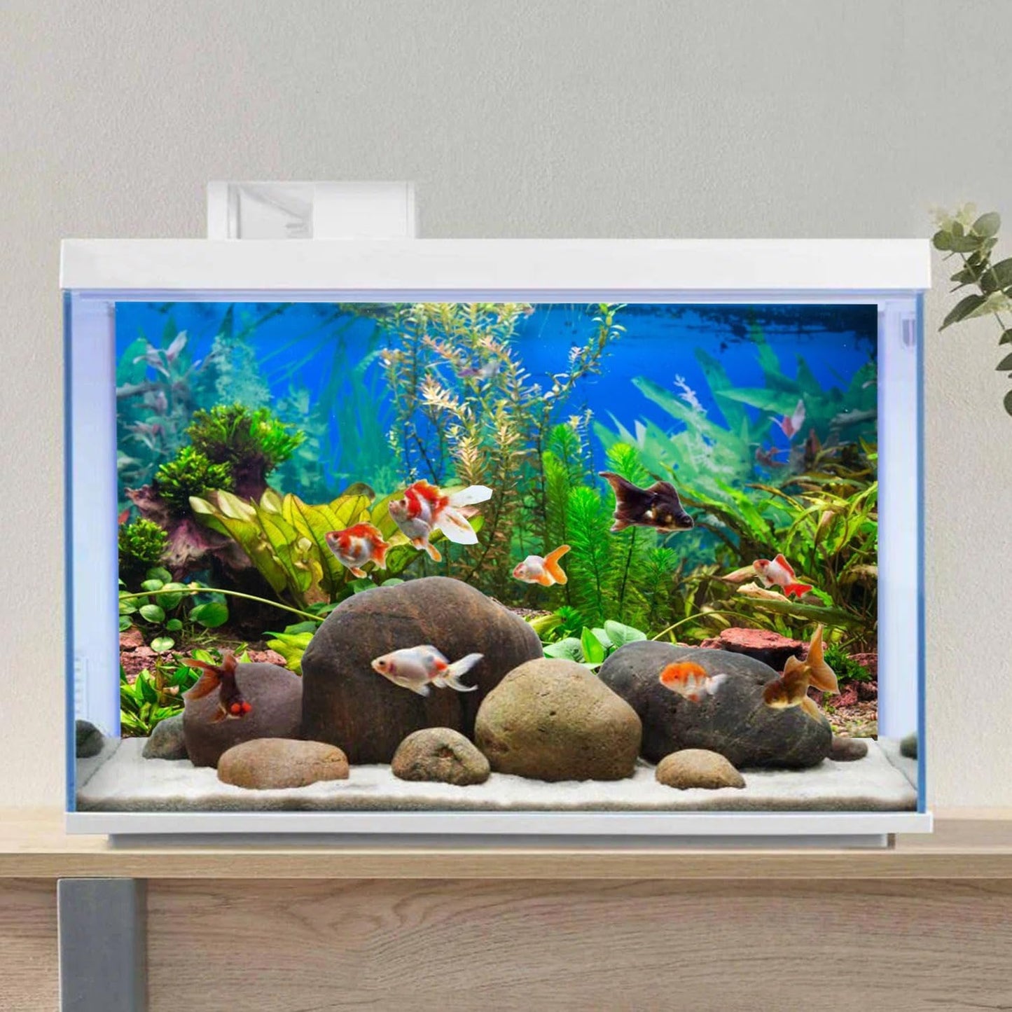 AWERT 48x24 inches Aquarium Background Aquatic Plant River Bed & Lake Fish Tank Background Vinyl