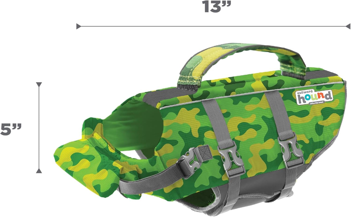 Outward Hound Granby Splash Dog Life Jacket, High-Buoyancy Dog Life Vest for Swimming, Boating, and Water Safety, Small, Camo