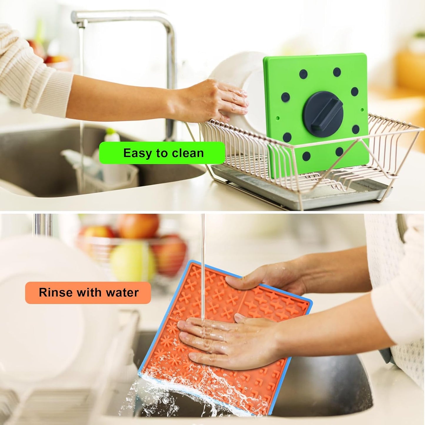 Lick Mat for Dogs Crate, Lick Mat for Dog, Dog Peanut Butter Lick Pads, Crate Training Aids for Puppies Slow Food Licking Pad(1 Pack, Orange)