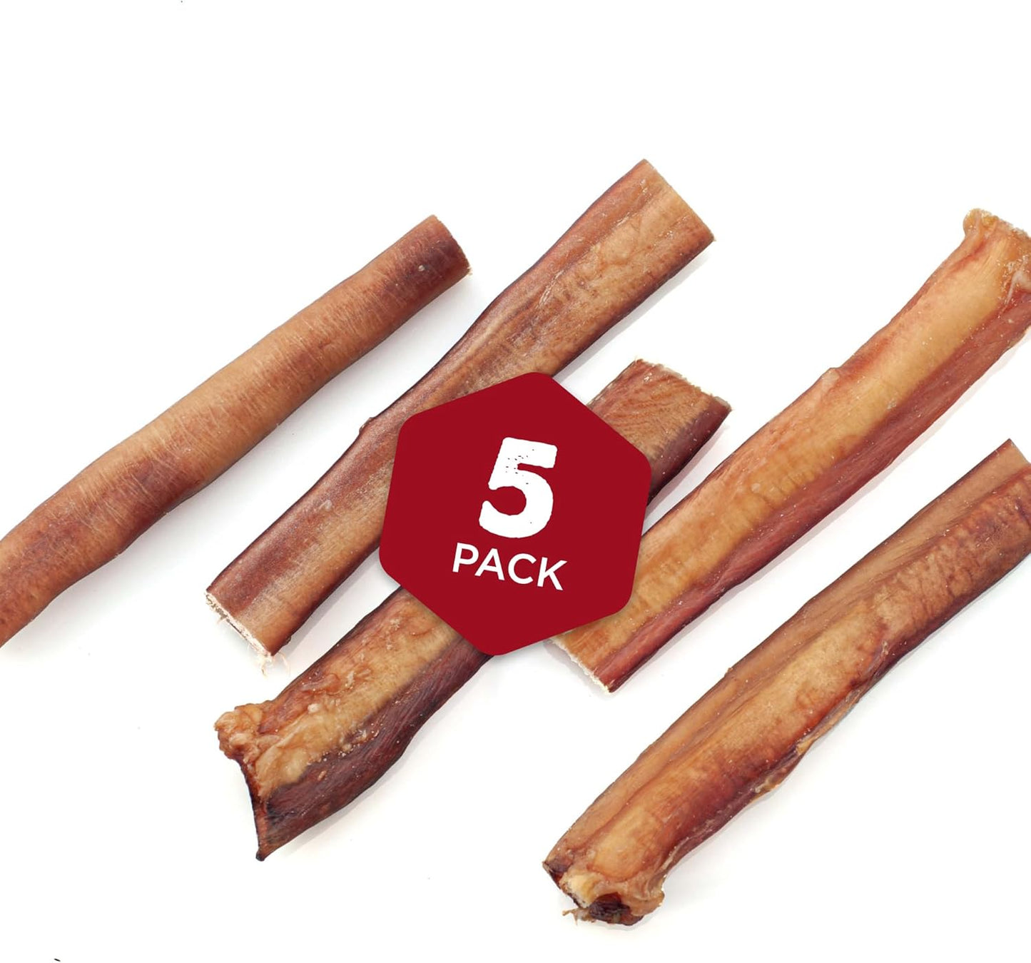 Best Bully Sticks Thick 6 Inch Bully Sticks for Dogs - 5 Count (Pack of 1) - Natural, Grass-Fed Beef, Single Ingredient, Grain and Rawhide Free - Large Breeds