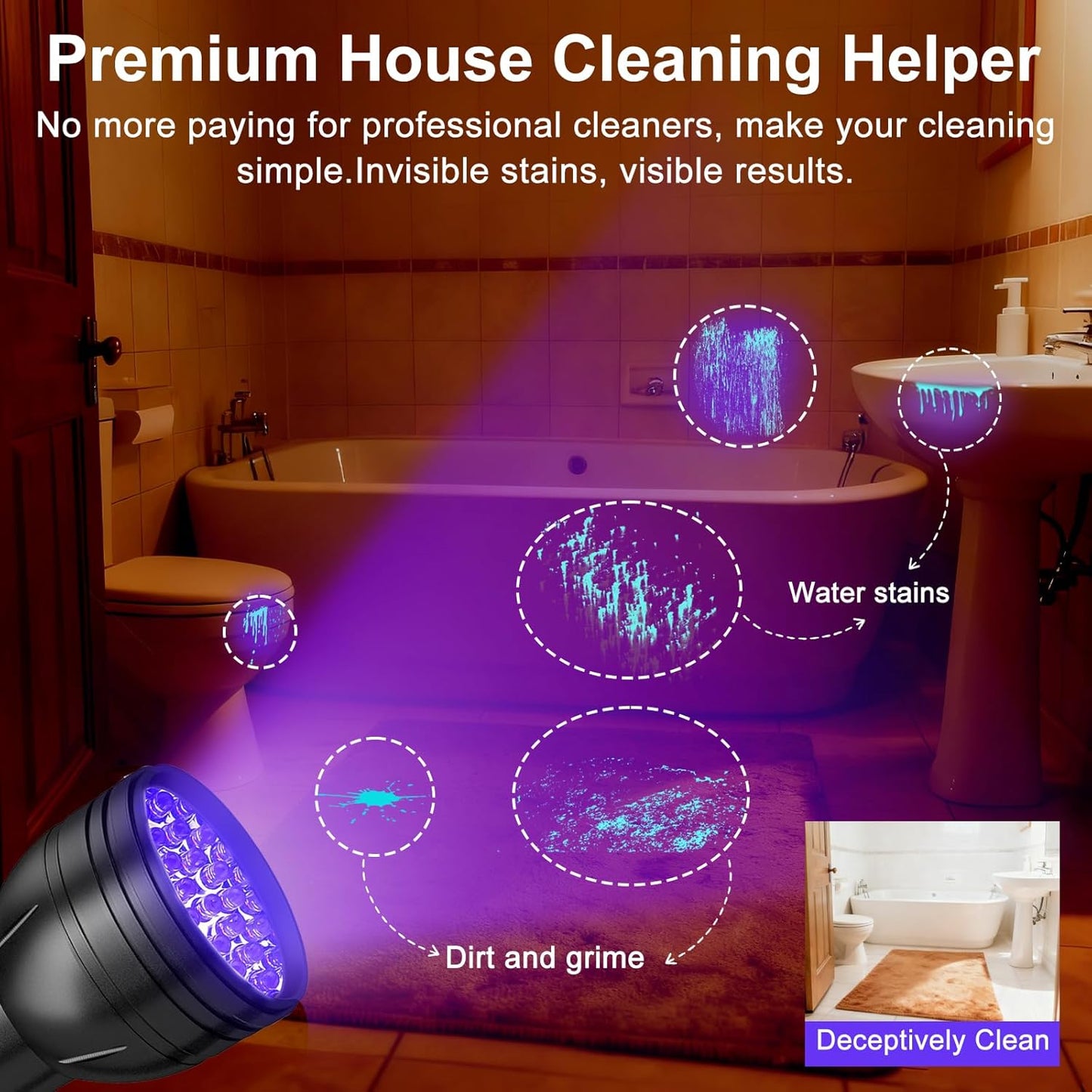 Vansky UV Flashlight Black Light, 51 LED Blacklight Pet Urine Detector for Dog/Cat Urine, Dry Stains, Bed Bug, Resin Curing, Scorpions Finder