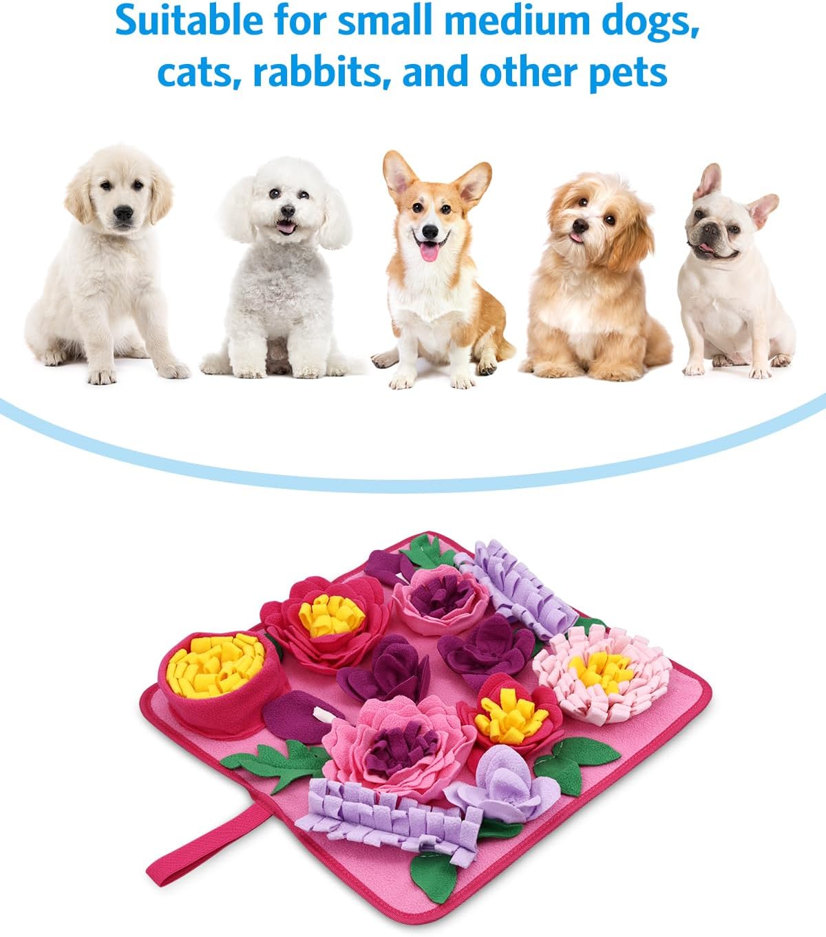 Snuffle Mat for Dogs, AMIR Dog Snuffle Mat, Slow Feeding Sniff Mat for Dogs Encourages Foraging Skills, Reduces Stress, and Aids in Training