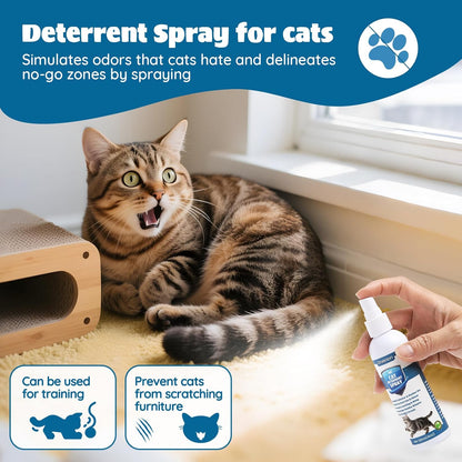 Cat Deterrent Spray - Indoor & Outdoor Cat Repellent, Stops Cats from Scratching Furniture, Carpets, Sofas, Curtains and Urine Marking - Effective Anti-Scratch Training Aid