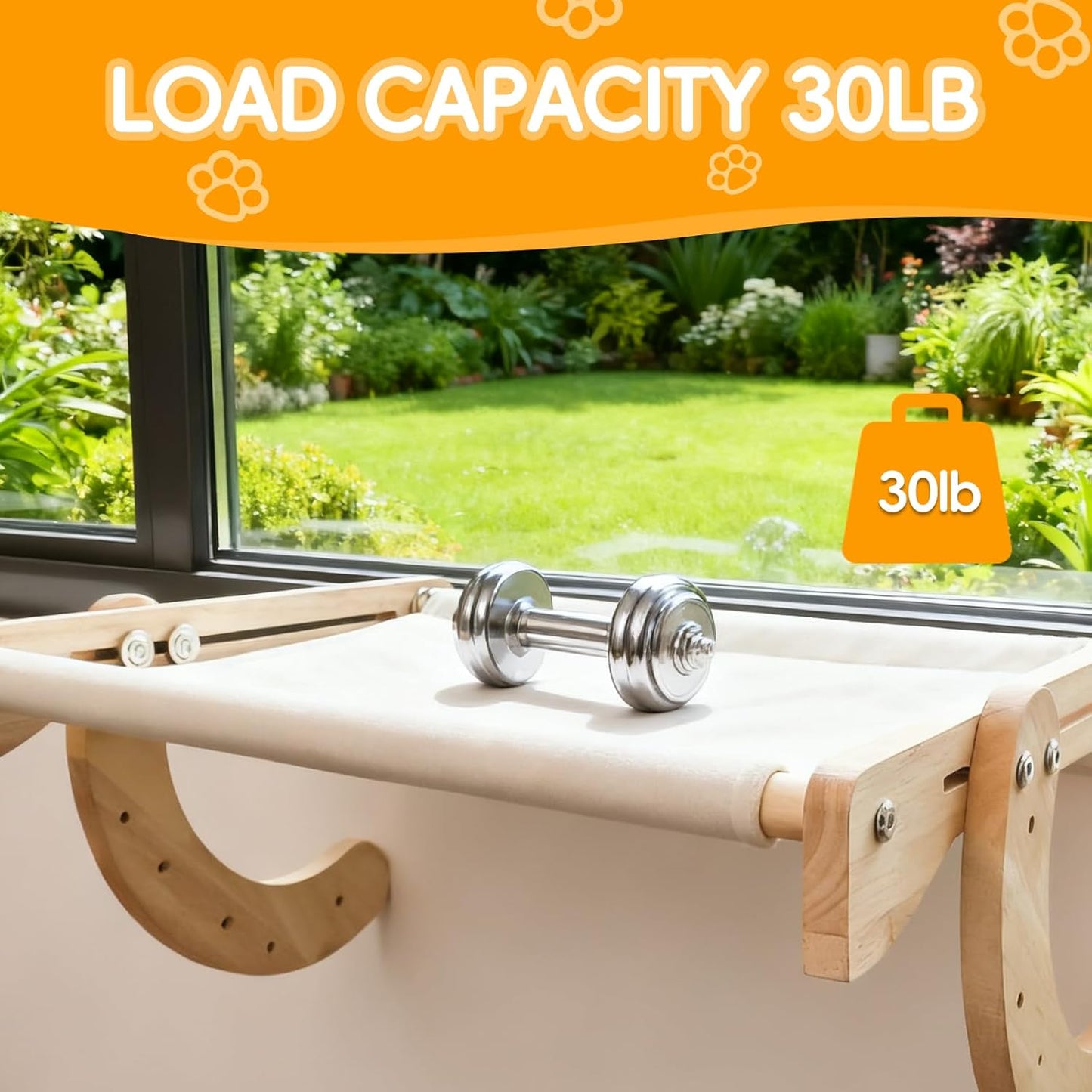 4-in-1, Wooden Cat Window Perch,cat Bed, Sturdy Oak Hammock,Suitable for Indoor Cats to Rest and Play. It can be Used as a Hammock, a Resting Area by The Window, a Cats Bed, a cat Rocking Toy