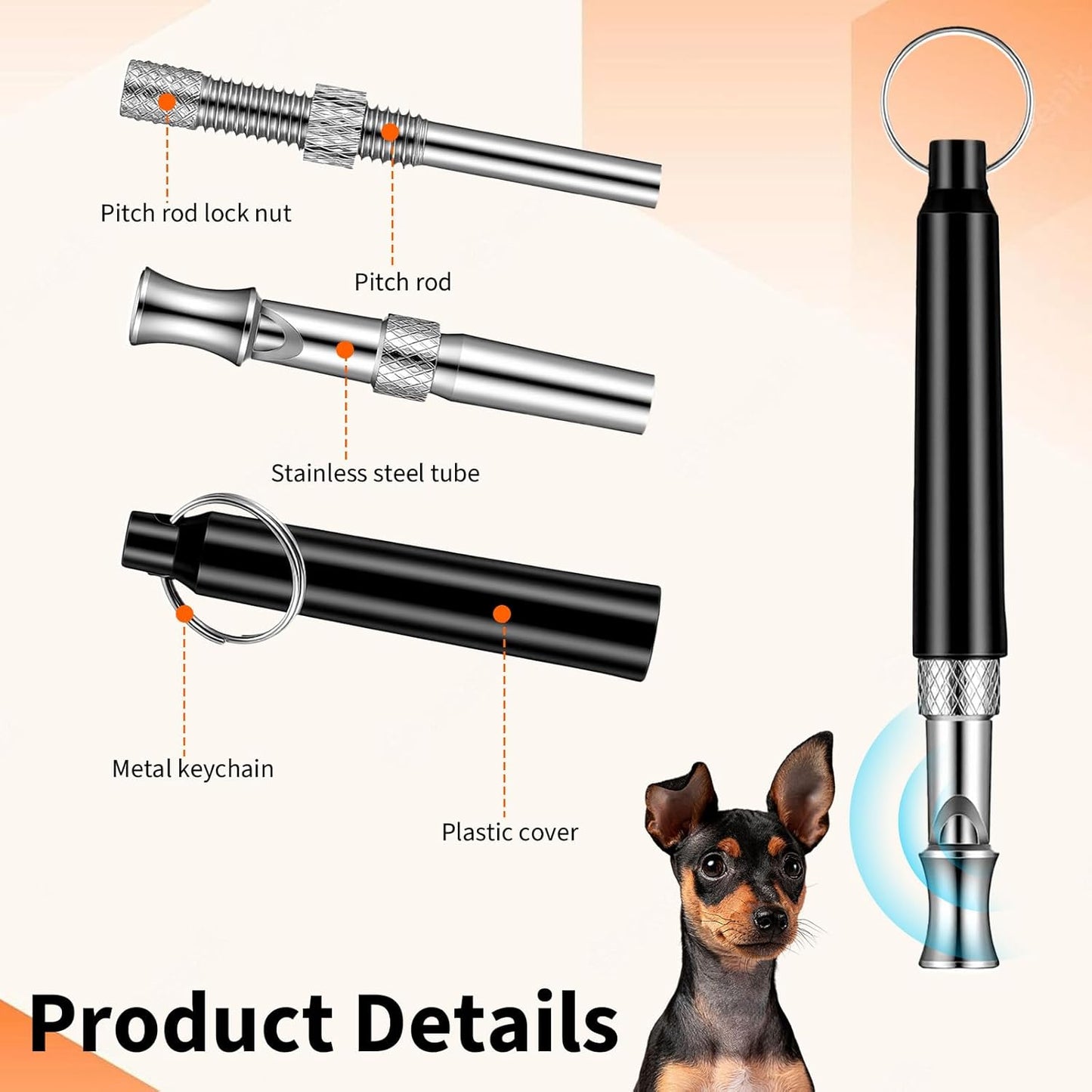 2 PCS Dog Whistle Training, Silent Dog Whistle to Stop Barking, Adjustable Ultrasonic Dogs Training Whistles with Lanyard (Black+White)
