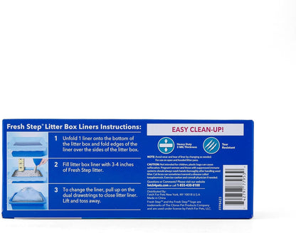 Fresh Step Drawstring Cat Litter Box Liners, Fresh Scent - Kitty Litter Bags for Rectangle or Oval Large Litterboxes, Size Large, 30" x 17" - 7 Count