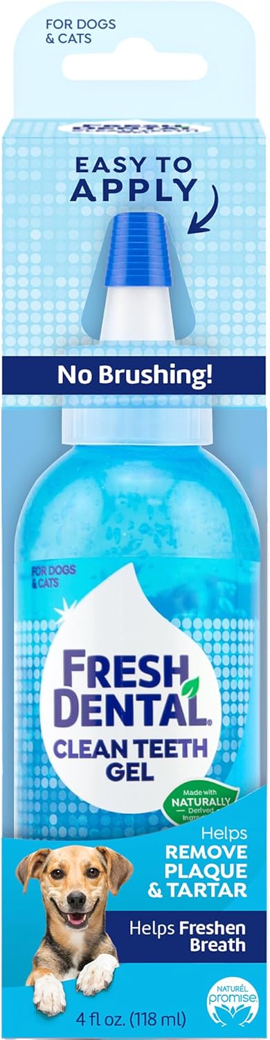 Fresh Dental Dog Toothpaste for Teeth Cleaning, Dog Breath Freshener, Easy Plaque & Tartar Remover Gel, No Toothbrush Needed, Effortless Dental Care, Minty Flavored Toothpaste, Made in USA, 4oz.