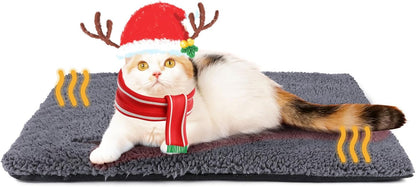 Self Warming Cat Bed Self Heating Cat Dog Mat 24 x 18 inch Extra Warm Thermal Pet Pad for Indoor Outdoor Pets with Removable Cover Non-Slip Bottom Washable Non Electric
