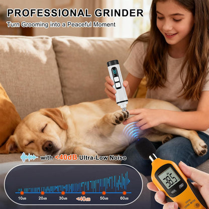 Dog Nail Grinder Quiet Electric with LED Light 2 Speed Professional Pet Nail Grinder for Dogs and Cats Safe Paw Grooming Tool for Small Medium Large Dogs