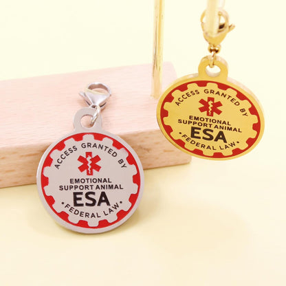ESA Tag Gold - Protected by Law Emotional Support Pet ID Tag, Easily Attach to Collar, Harness and Service Vest, Lightweight Travel-Ready ESA Collar Tag YA6312-Gold