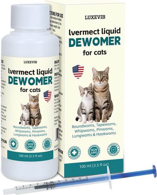 lvermect Liquid for Cats, Dewomax Liquid Formula for Cat | Broad Spectrum Support | Promotes Digestive Comfort & Daily Balance | Gentle & Easy-to-Feed | 100 ml (3.5 oz)