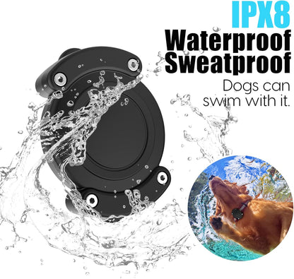 IPX8 Waterproof Airtag Dog Collar Holder, Protective Anti-Chew Anti-Scratch Hard PC Luminous Air Tag Case Mount with Anti-Lost Screws for Apple Airtag