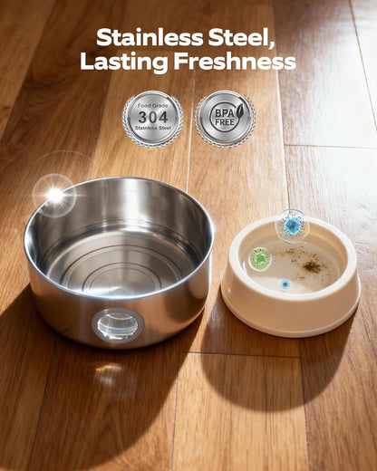 Wireless Cat Water Fountain Cordless: Battery Operated Stainless Steel Cat Fountains for Drinking - 88oz/2.6L Rechargeable Pet Water Fountain Indoor with Motion Sensor - Automatic Water Bowl Dispenser