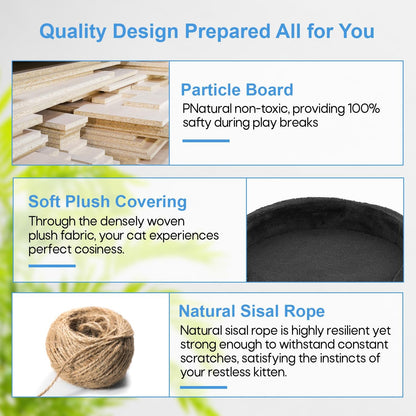 FDW | 54" Cat Tree Tower | Dark Gray | Multi-Level Indoor Activity Center with Sisal Scratching Posts, Condos, Plush Perches, Hanging Cat Toys | Sturdy, Easy to Assemble | for Kittens & Adult Cats