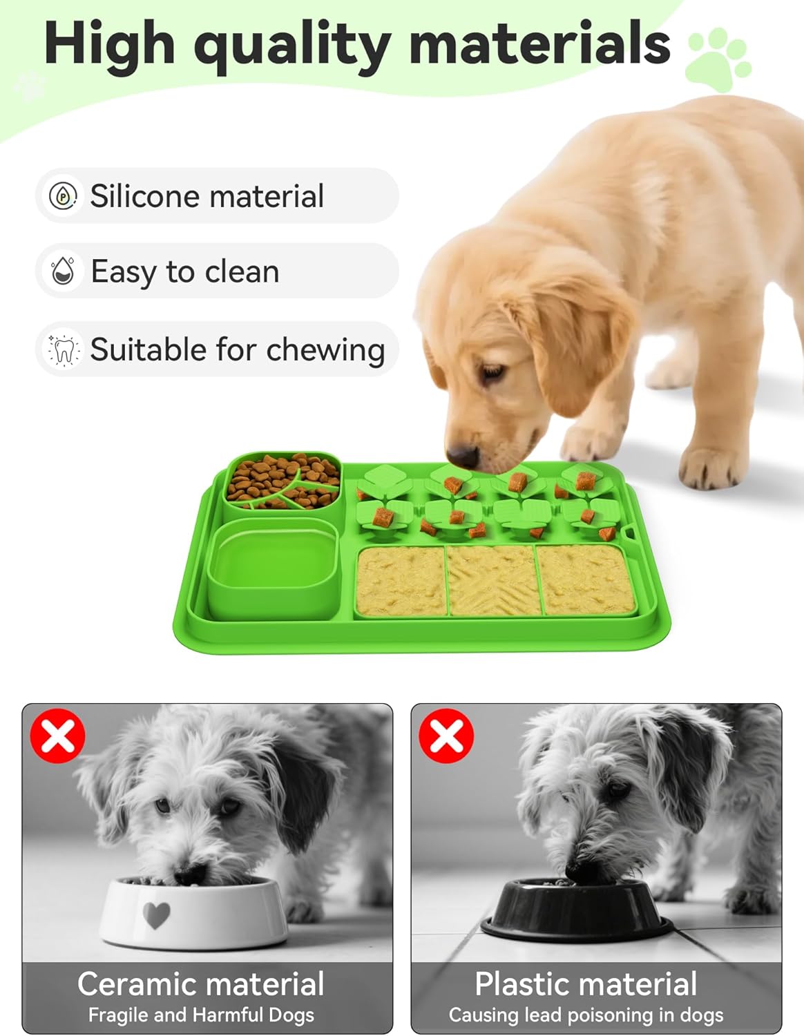 Lick Mat for Dogs，Slow Feeder Bowl for Dogs and Cats, Silicone Lick Mat & Snuffle Mat - Interactive Puzzle Feeder to Slow Eating and Keep Busy, Reduce Vomiting and Relieve Boredom