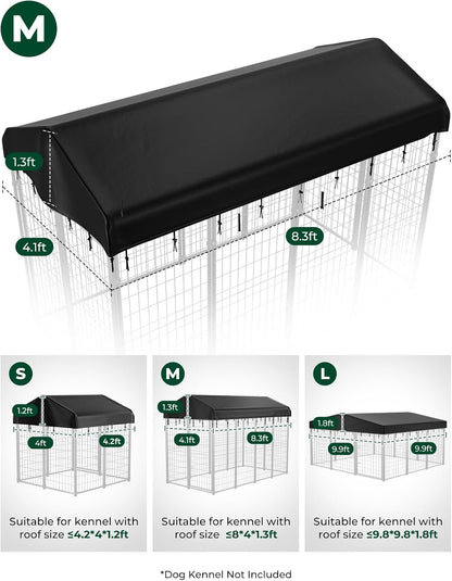 PawGiant Outdoor Dog Kennel Cover Replacement, 420D Waterproof UV-Resistant Cover for 8x4 ft Large Dog Enclosure