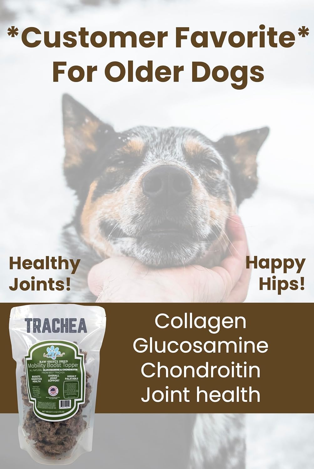 Freeze-Dried Dog Food Topper for Picky Eaters – Raw Beef Heart, Trachea, Kidney – High Protein, Grain-Free Meal Mixer – Natural Glucosamine & Chondroitin – Made in USA 6 oz