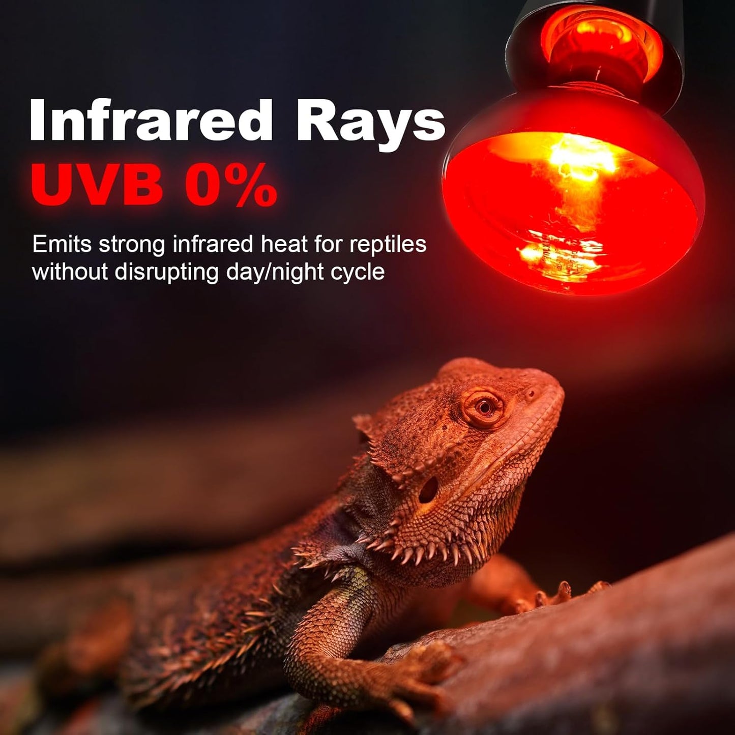 MIXJOY 150W Infrared Heat Lamp Bulbs, 2 Pack Reptile Infrared Heat Emitter Red Heat Lamp Bulbs Infrared Basking Light Bulbs for Reptiles, Bearded Dragon, Lizard, Tortoise, Chickens, Pets