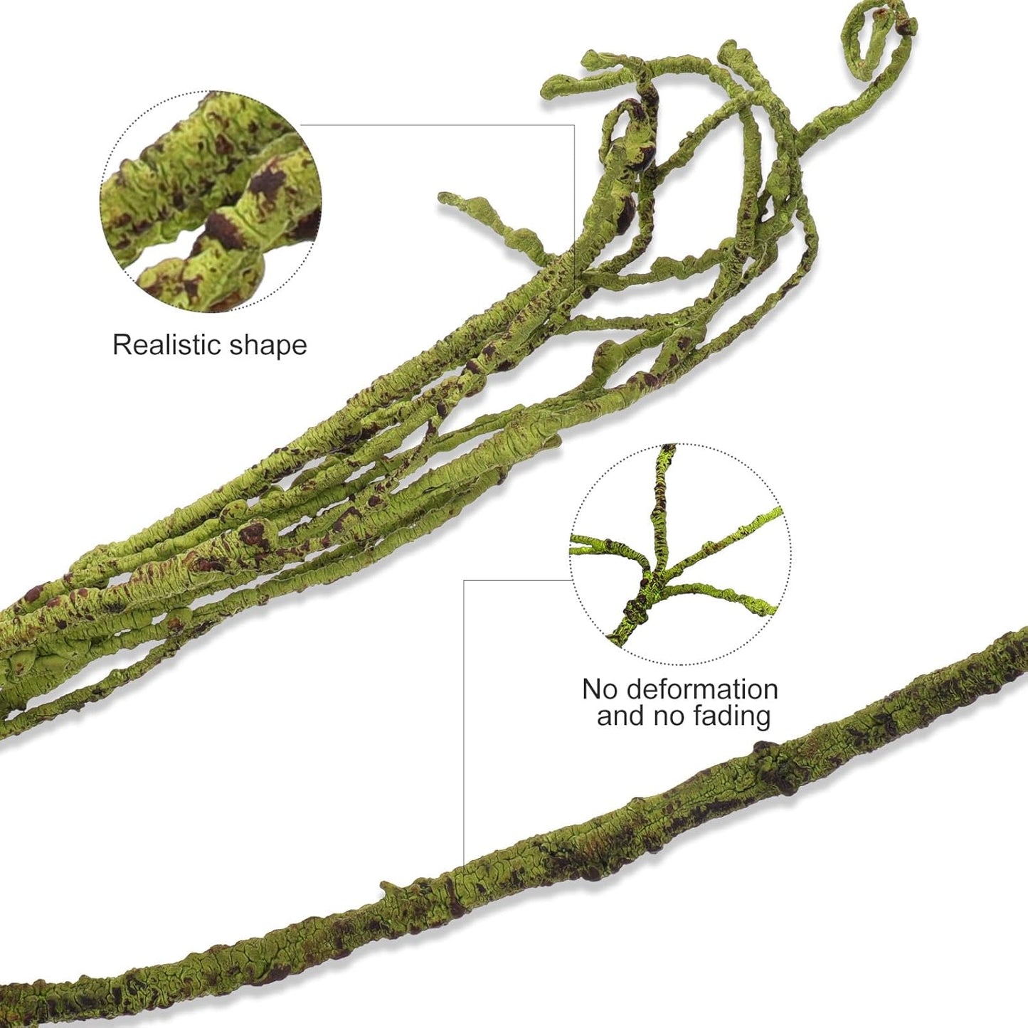 Fake Plant Reptile Vine Terrarium Accessory Sturdy Decorative Faux Rattan Climbing Habitat Decor for Reptiles and Amphibians