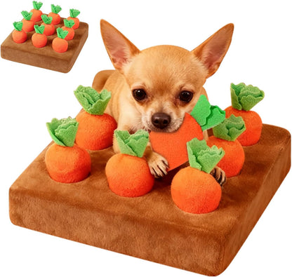 Carrot Snuffle Mat for Dogs Interactive Dog Plush Puzzle Toys 2 in 1 Non-Slip Feed Games Pet Stress Relief with 9 Carrots