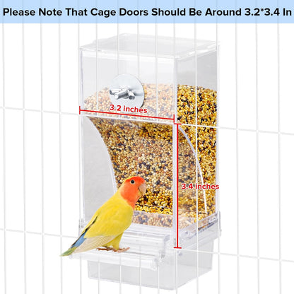 No Mess Bird Feeder Water Dispenser Set, Parakeet Cage Accessories, Bird Feeder and Waterers in Cage for Cockatiels, Finches, Lovebirds, Budgies, Canaries