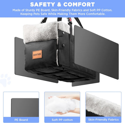 Center Console Dog Car Seat for Small Dogs,Washable Foldable Console Booster Seat for Puppy Car Seat with Safe Protection Hooks Adjustable Straps and Storage Pocket Pet Up to15lbs