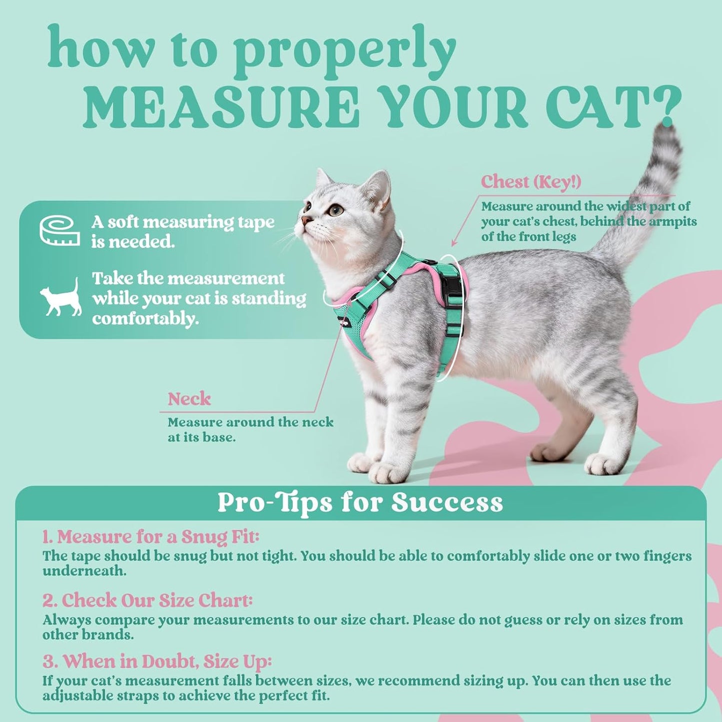 rabbitgoo Cat Harness and Leash for Walking, Escape Proof Soft Adjustable Vest Harnesses for Cats, Easy Control Breathable Reflective Strips Jacket, Green&Pink, XXS