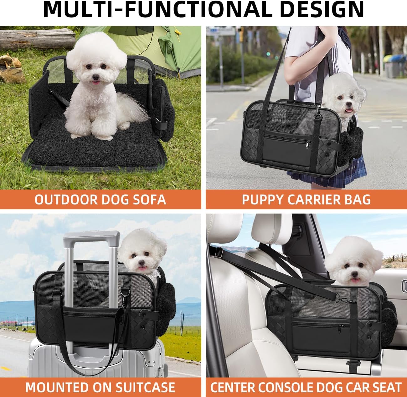 Center Console Dog Car Seat,Outdoor Dog Bed Sofa,Carseats for Small Dogs Carriers,Puppy Cat Car Seat(Black)