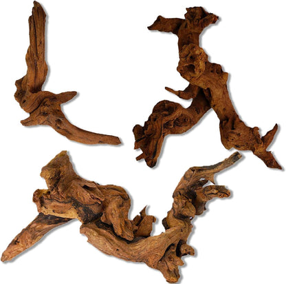 Natural Aquarium Decoration Driftwood Tree Trunk with Rockery View, Unique Dead Wood Root Hideouts for Fish & Reptiles, Landscape Enhancer (Random Shape, 10-15cm Length)