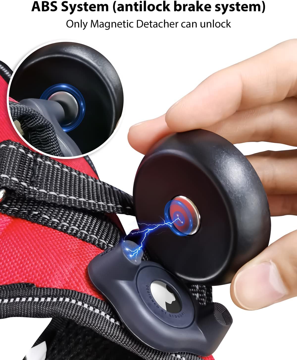 AirTag Holder Fit All Dog Collars Harness, Stouchi Innovative Style Protective AirTag Case with Pins Fixing Buckle for iPhone, AirTag Pet, Dog and Cat AirTag Mount