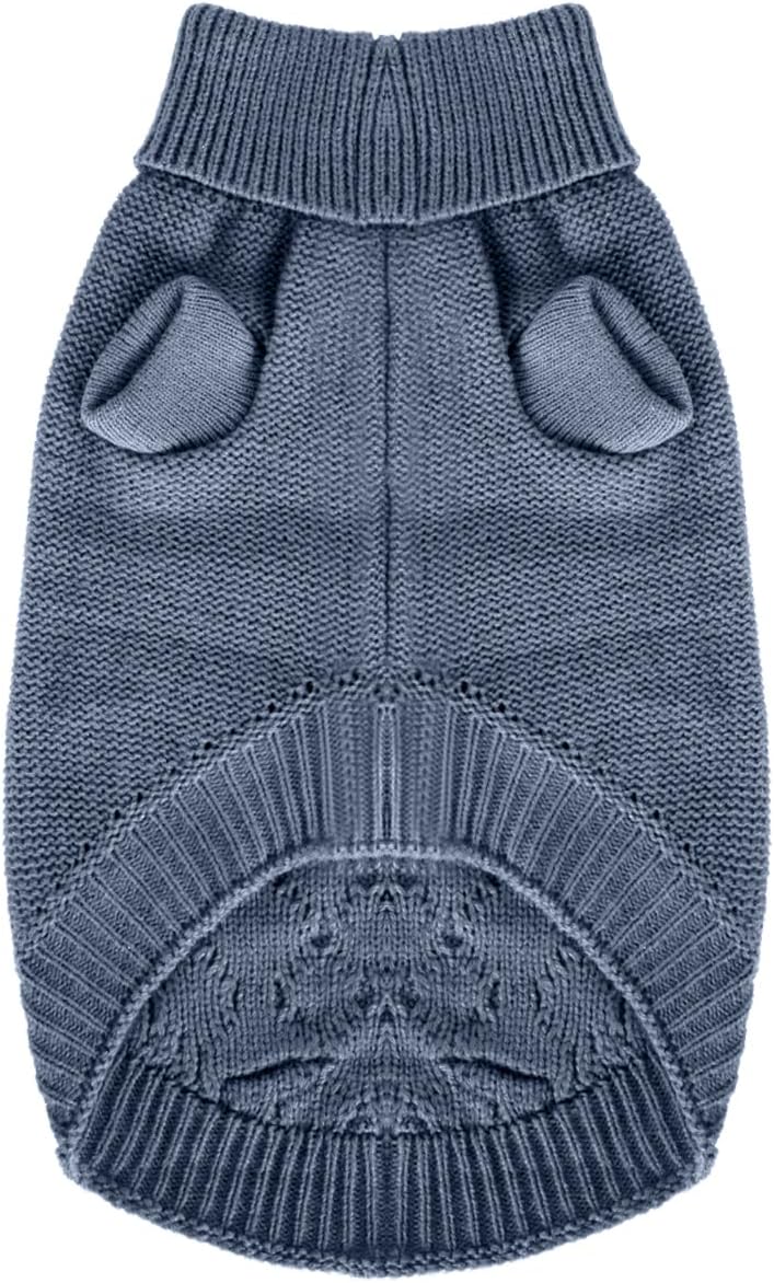 Small Dog Warm Winter Sweater MengMengDa Pet Clothes Puppy Knitwear for Small to Medium Breeds Dog Outfits (Dark Blue M)