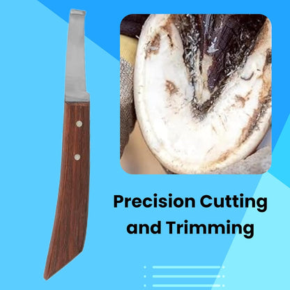 Hoof Knife Single Sided Edge Wide Straight Blade – Stainless Steel Straight Blade Farrier Tool with Wooden Handle, Multipurpose Hoof Trimming Knife for Livestock, 3-Inch Blade, 8.5-Inch Overall
