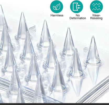 SHENLIU 16 Pieces Cat Deterrent Mat, 16 x 13 Inches Clear Plastic Cat Deterrent Repellent Mat with Spikes Keep Dogs Off Counter Anti Pet for Outdoor Indoor Plants Garden Sofa Window