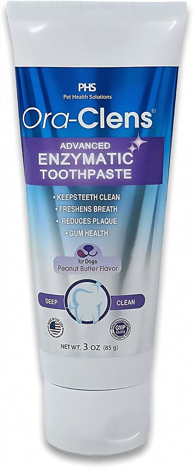 Advanced Enzymatic Toothpaste – Safe and Natural Dog Oral Care Toothpaste – Freshens Breath, Fights Plaque and Reduces Tartar – Tasty Peanut Butter Flavor – 3 Oz