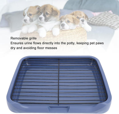 Fdit Dog Toilet Tray with Mesh Rack, Removable PP Plastic Pet Potty for Medium Small Dogs, Anti Slip Training Tray with Iron Frame