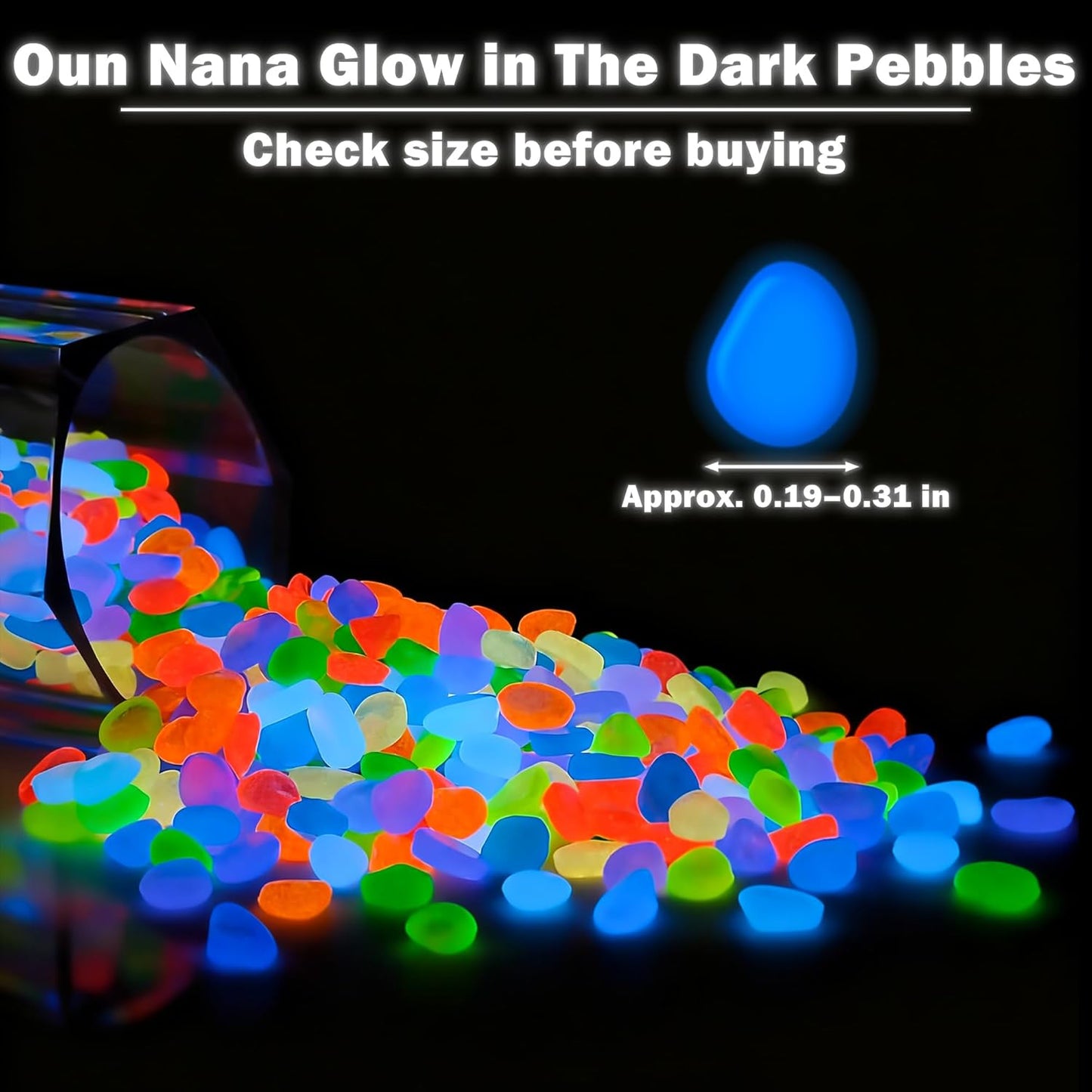 400pcs Glow in The Dark Rocks for Outdoor Garden & Aquarium – Luminous Stones for Landscaping, Pathway, Patio, Driveway, Walkway, Fish Tank, Plant Pots(Multicolor)