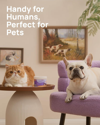 HICC PET Dog Wrinkle Wipes, Gentle Tear Stain Remover & Fold Cleaner, Vet-Approved Wipes for Odor & Itch Relief, Cleans Tail Pockets & Facial Folds for French Bulldogs, Pugs, Shar-PEIS (100 Ct)