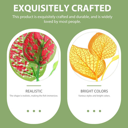 4Pcs Artificial Reptile Plants and Plastic Leaves Decor for Terrarium Habitat Landscaping, Natural Style Decorative Leaves for Turtle, Lizard, Snake Enclosures