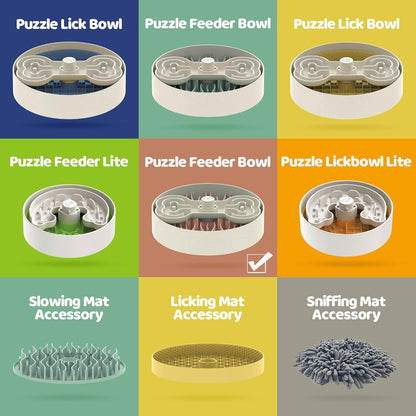 Puzzle Feeder Slow Feeder Dog Bowl for Large Dogs with Non-Slip Base - Adjustable Speed Design, Removable Puzzle Inserts & Dishwasher Safe, Pink