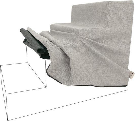 Best Pet Supplies Foam Pet Steps Cover for Small Dogs and Cats, Portable Ramp Stairs for Couch, Sofa, and High Bed Climbing (Cover Only) - Sand, 4-Step (H: 18") (Cover Only)