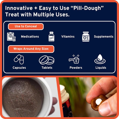 Ultra Easy Pill-Dough Treat Paste Wrap with Probiotics - Forms a Custom Pocket to Hide Pet Medications - Pro Line (6 Pack, Cheese)