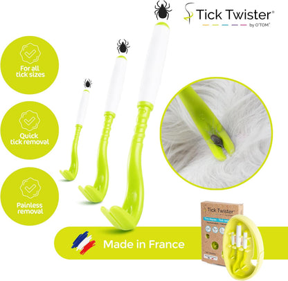 Tick Twister Tick Remover for Dogs and Human - Made in France - Tick Puller for Humans and Dogs - 3 Different Sizes - Dog Tick Removal Tool - Also for All Other Pets - Tick Nipper in