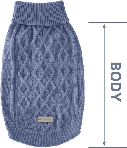 Small Dog Warm Winter Sweater MengMengDa Pet Clothes Puppy Knitwear for Small to Medium Breeds Dog Outfits (Dark Blue M)
